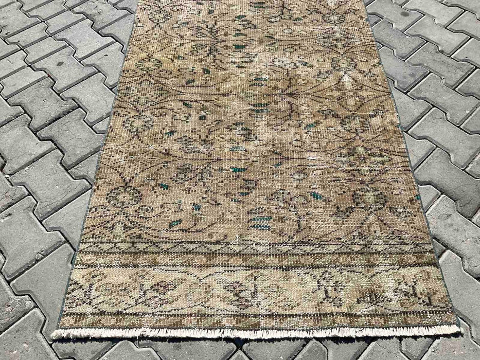 Tappeto runner Oushak annodato a mano, 303 cm x 93 cm, vintage anni &#39;70