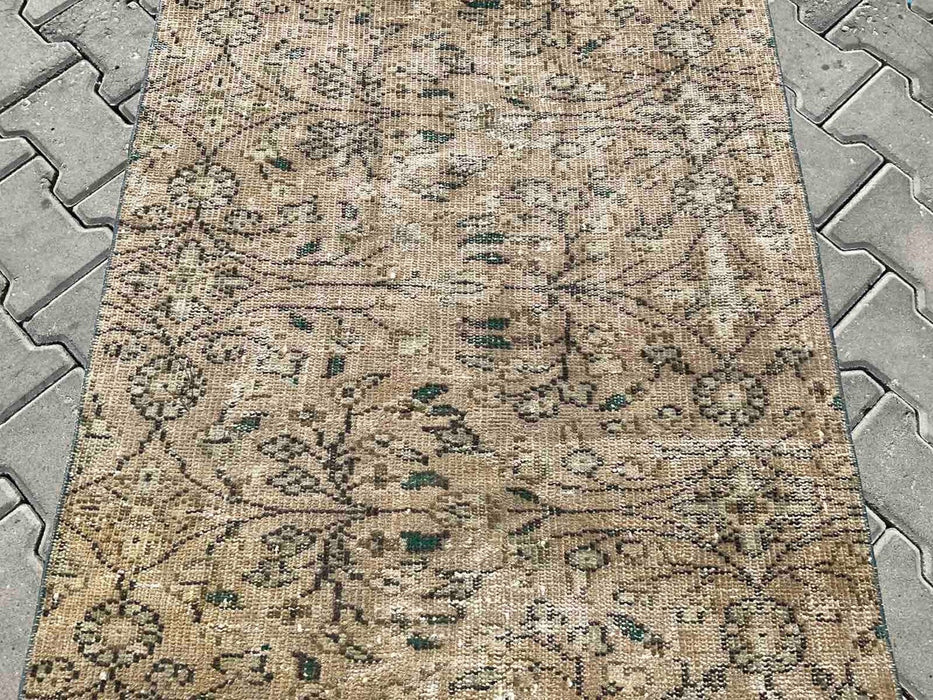 Tappeto runner Oushak annodato a mano, 303 cm x 93 cm, vintage anni &#39;70