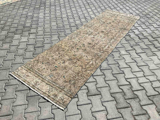 Tappeto runner Oushak annodato a mano, 303 cm x 93 cm, vintage anni &#39;70