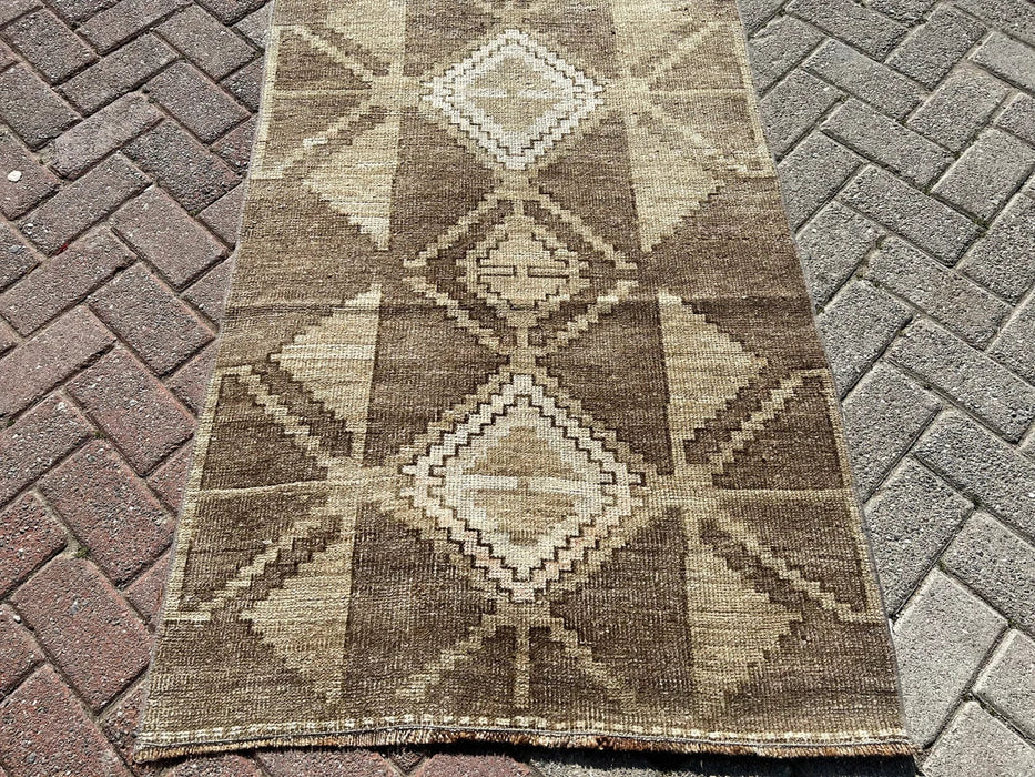 Hand Knotted Oushak Runner Rug 341cm x 85cm Vintage Design