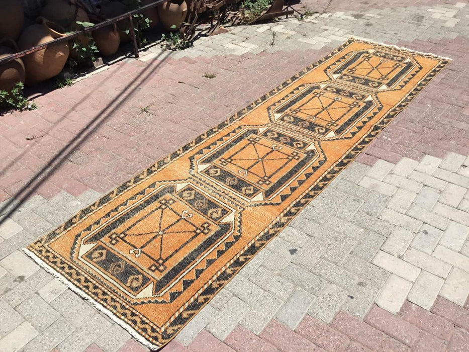 Hand Knotted Oushak Runner Rug 343cm x 95cm