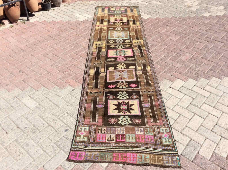 Hand Knotted Oushak Runner Rug 347cm x 90cm Vintage 1960s