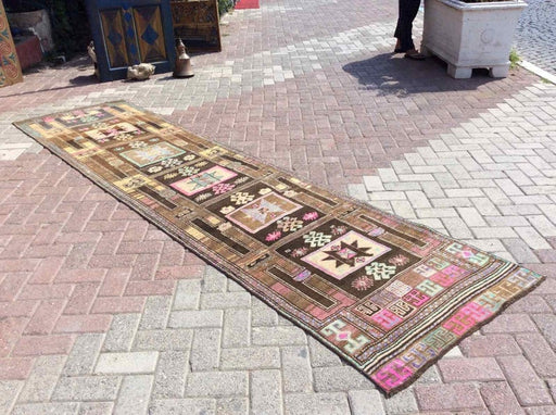 Hand Knotted Oushak Runner Rug 347cm x 90cm Vintage 1960s