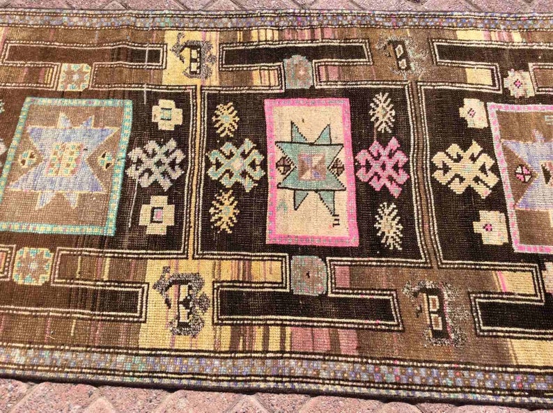 Hand Knotted Oushak Runner Rug 347cm x 90cm Vintage 1960s