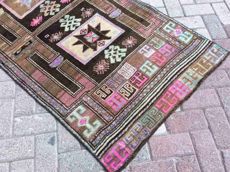 Hand Knotted Oushak Runner Rug 347cm x 90cm Vintage 1960s