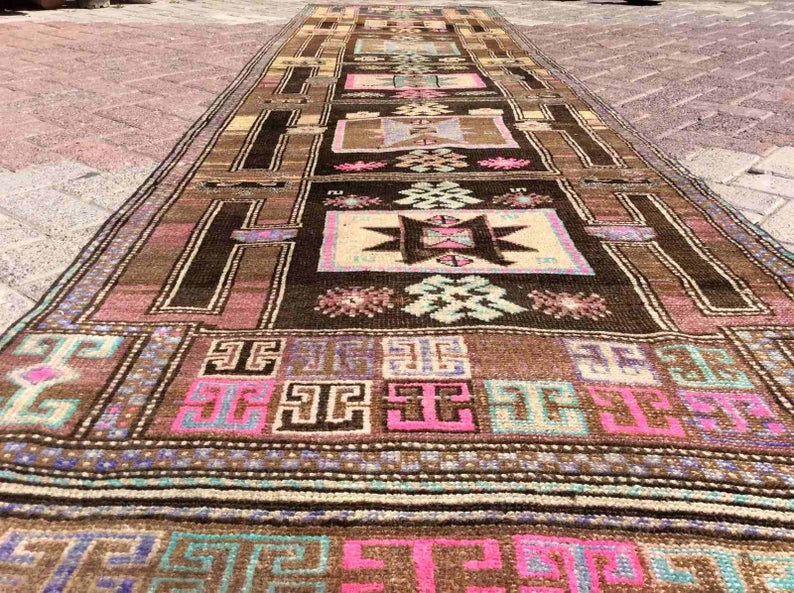 Hand Knotted Oushak Runner Rug 347cm x 90cm Vintage 1960s