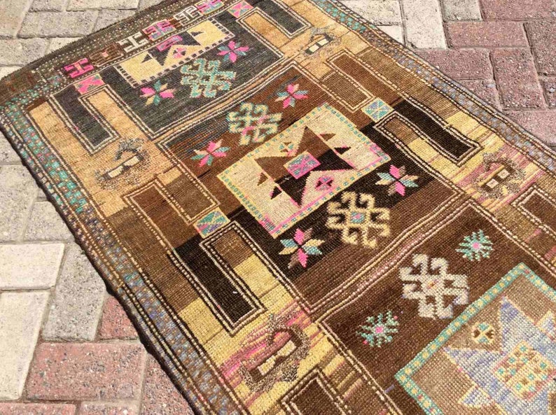 Hand Knotted Oushak Runner Rug 347cm x 90cm Vintage 1960s