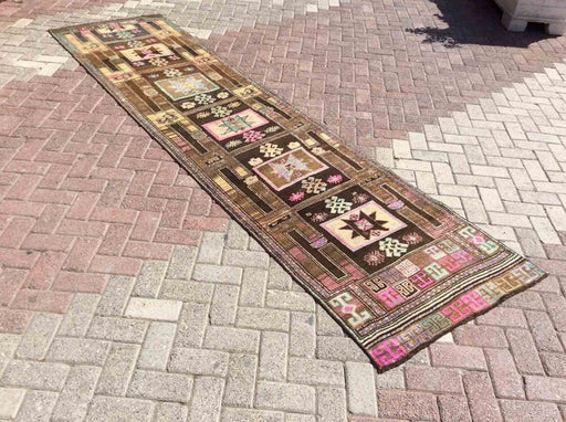 Hand Knotted Oushak Runner Rug 347cm x 90cm Vintage 1960s