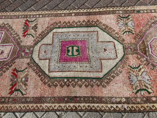 Hand Knotted Oushak Runner Rug 353cm x 97cm Vintage 1960s
