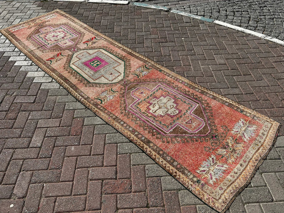 Hand Knotted Oushak Runner Rug 353cm x 97cm Vintage 1960s