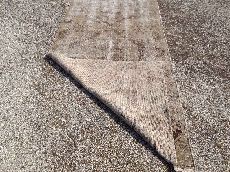 Hand Knotted Oushak Runner Rug 358 Cm X 101 Cm