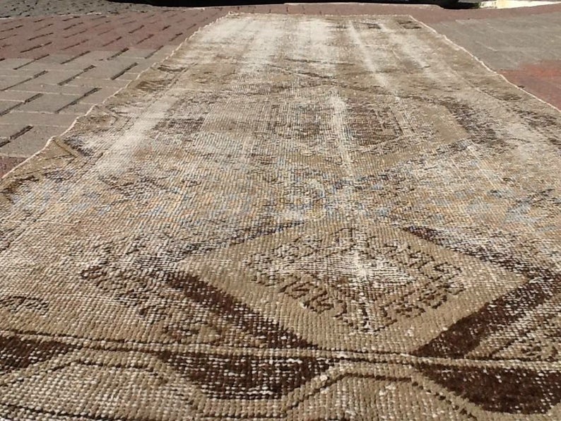Hand Knotted Oushak Runner Rug 363cm x 109cm Vintage