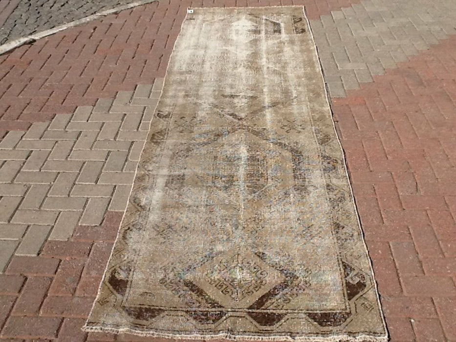 Hand Knotted Oushak Runner Rug 363cm x 109cm Vintage