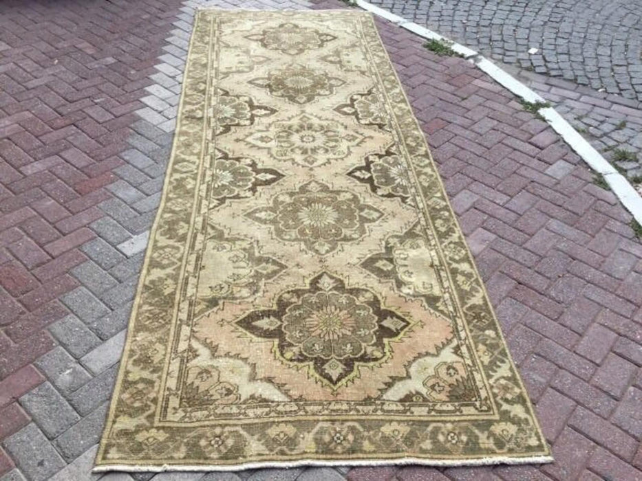 Hand Knotted Oushak Runner Rug 375cm x 134cm Vintage 1960s