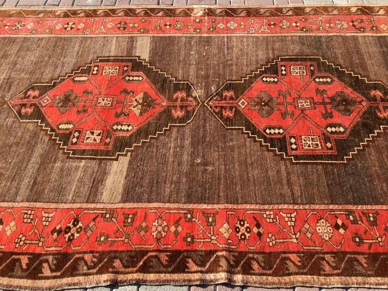 Hand Knotted Rose Area Rug 431cm x 182cm Vintage 1940s