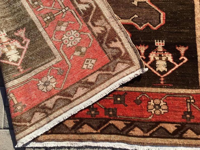 Hand Knotted Rose Area Rug 431cm x 182cm Vintage 1940s