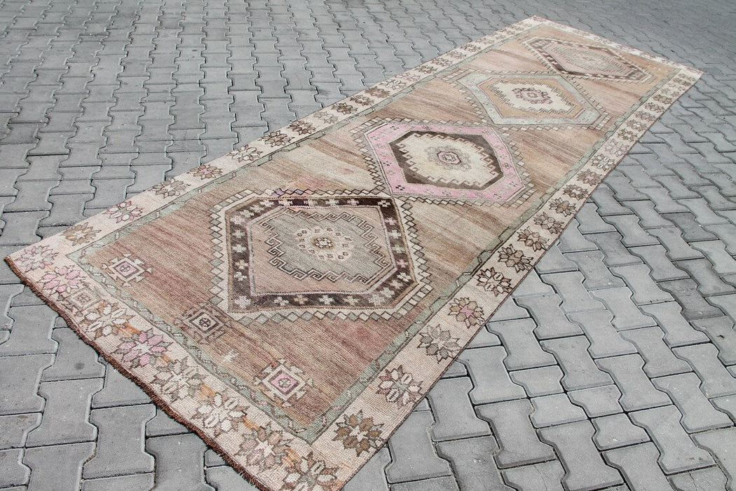 Hand Knotted Turkish Runner Rug 402cm x 130cm Vintage Design