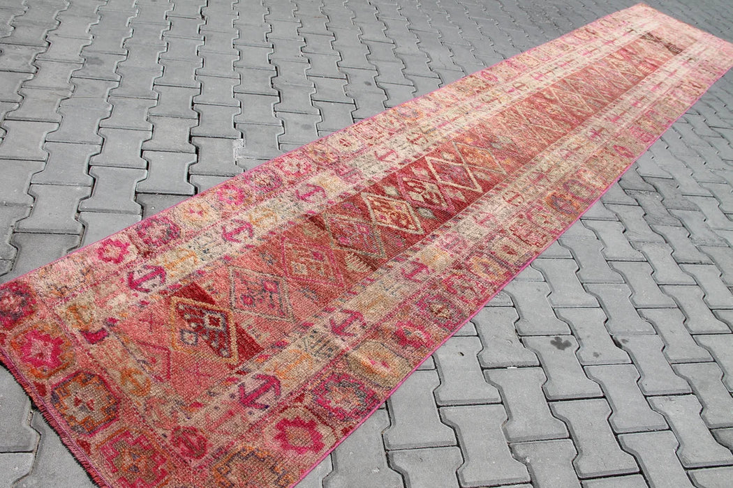 Hand Knotted Turkish Runner Rug 455cm x 81cm 1940s