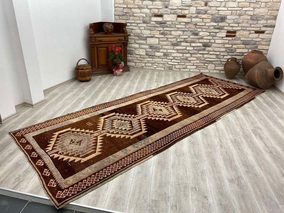 Hand Knotted Turkish Runner Rug 458 cm x 162 cm