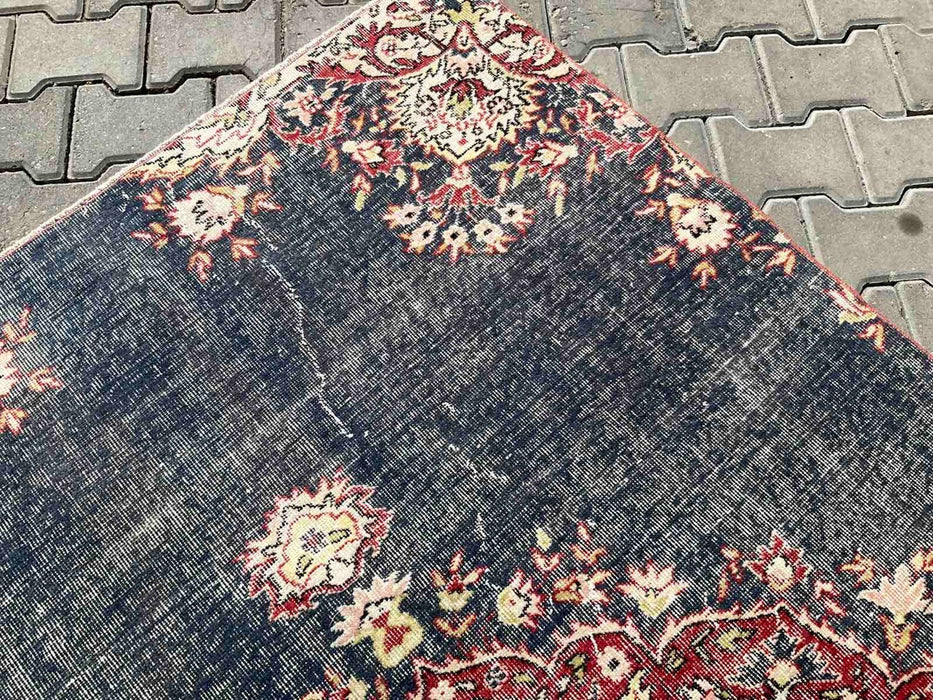 Hand Knotted Turkish Wool Rug 254cm x 137cm Navy Blue