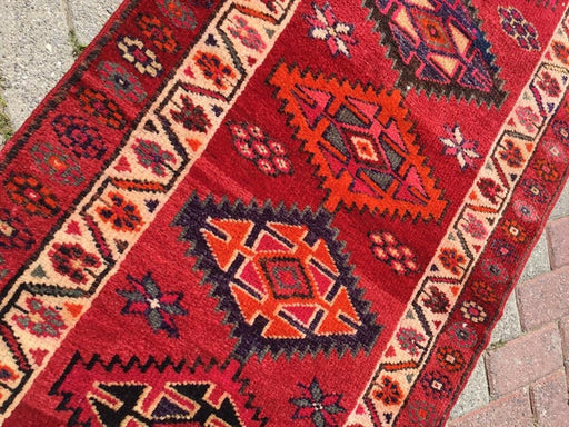 Hand Knotted Vintage Anatolian Area Rug 329x84 cm