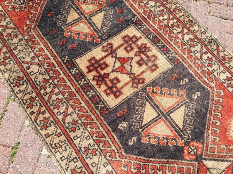Hand Knotted Vintage Anatolian Area Rug 360cm x 105cm