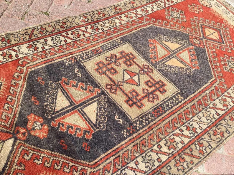 Hand Knotted Vintage Anatolian Area Rug 360cm x 105cm