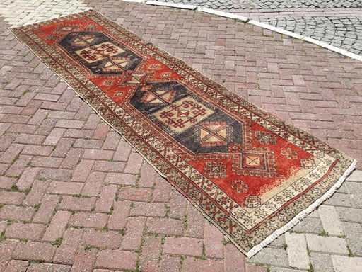 Hand Knotted Vintage Anatolian Area Rug 360cm x 105cm