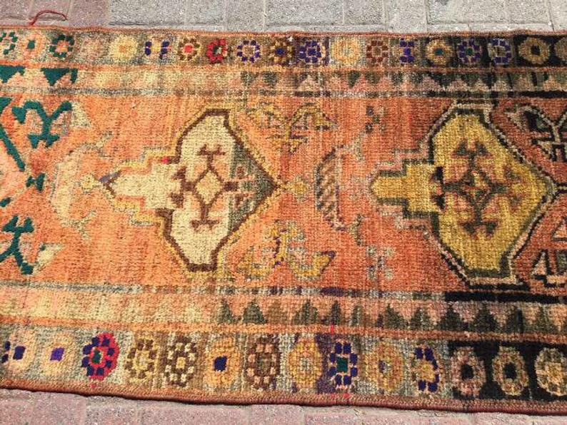 Hand-Knotted Vintage Anatolian Area Rug 376cm x 89cm