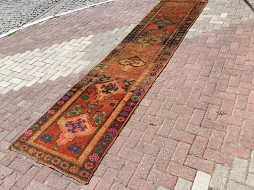 Hand-Knotted Vintage Anatolian Area Rug 376cm x 89cm