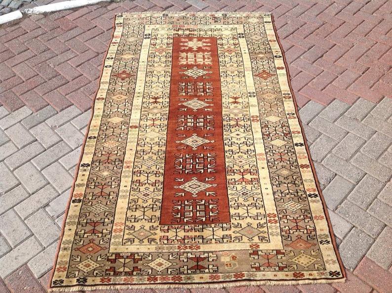 Hand Knotted Vintage Area Rug 211cm x 109cm