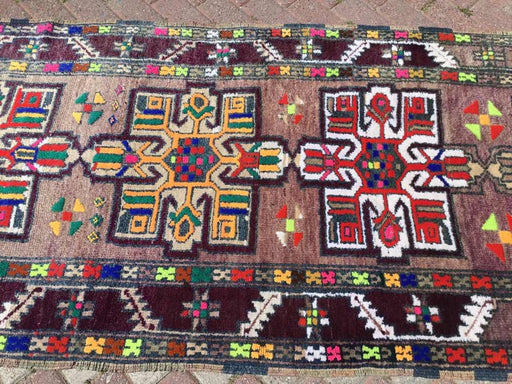 Hand Knotted Vintage Area Rug 280cm x 100cm Pastel Colors