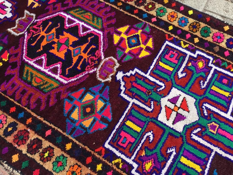 Hand Knotted Vintage Area Rug 307cm x 99cm 1930s