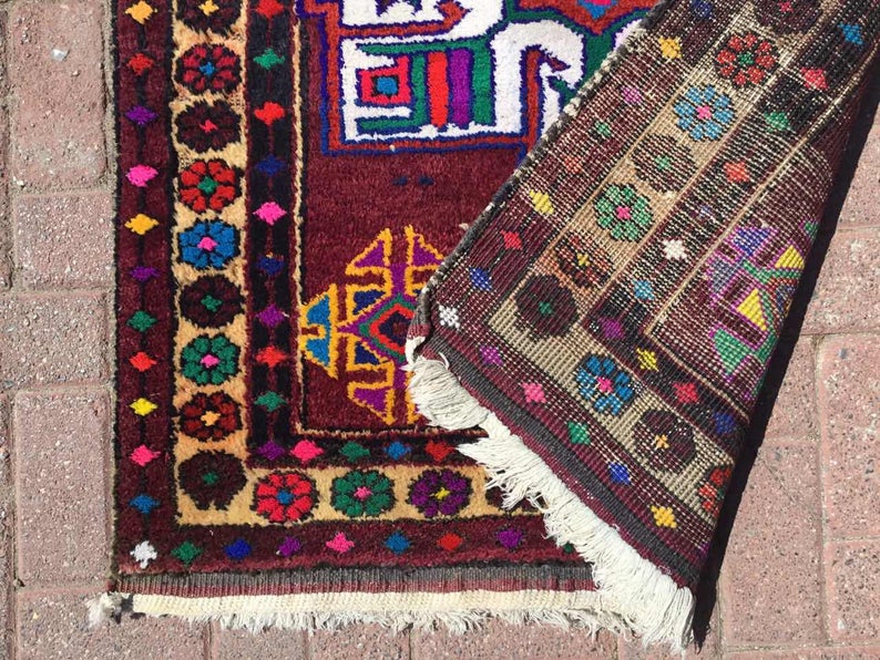 Hand Knotted Vintage Area Rug 307cm x 99cm 1930s
