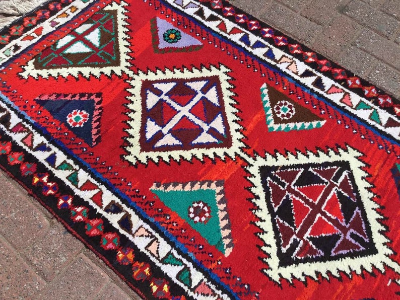 Hand Knotted Vintage Area Rug 371cm x 89cm