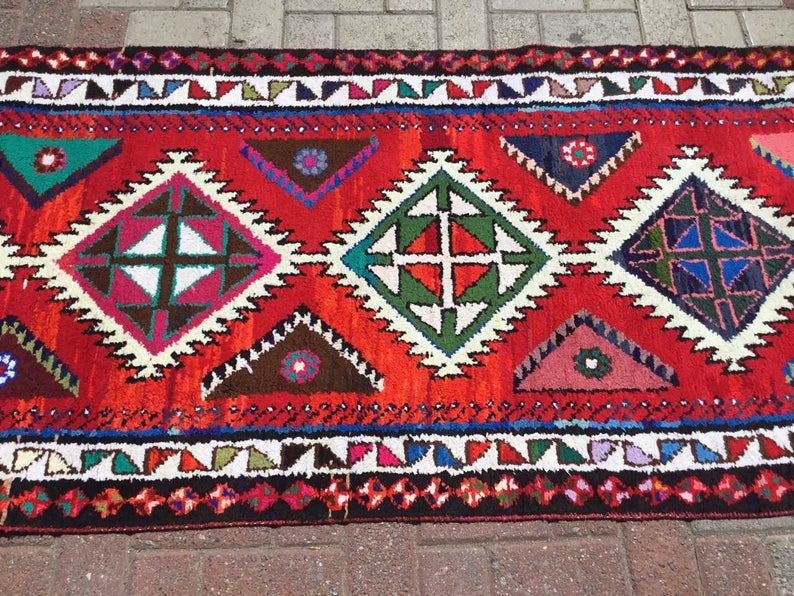 Hand Knotted Vintage Area Rug 371cm x 89cm