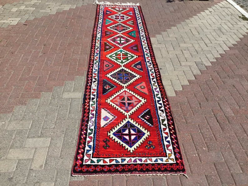 Hand Knotted Vintage Area Rug 371cm x 89cm