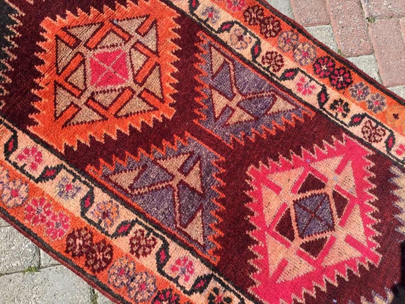 Hand Knotted Vintage Area Rug 398cm x 85cm 1940s