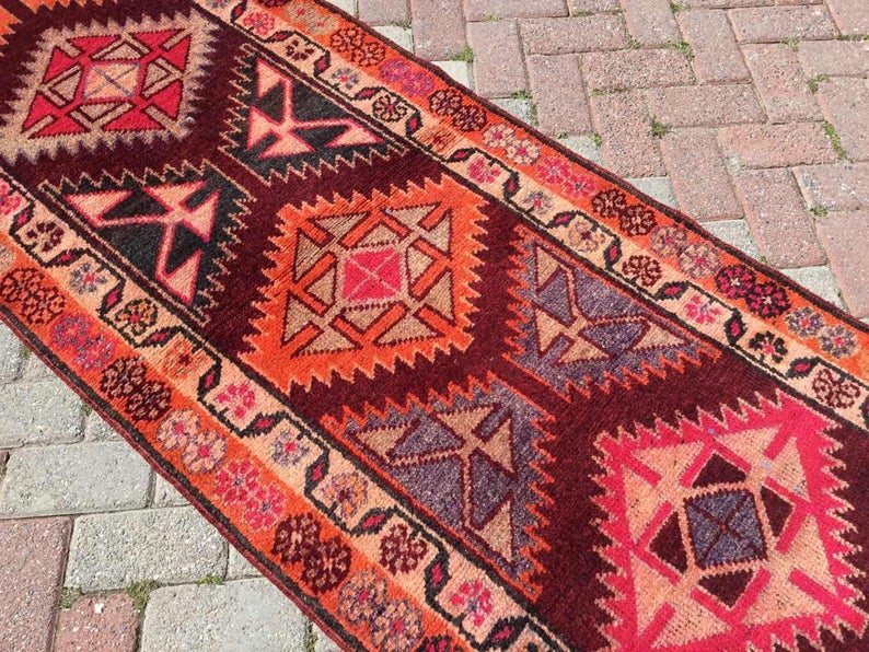 Hand Knotted Vintage Area Rug 398cm x 85cm 1940s