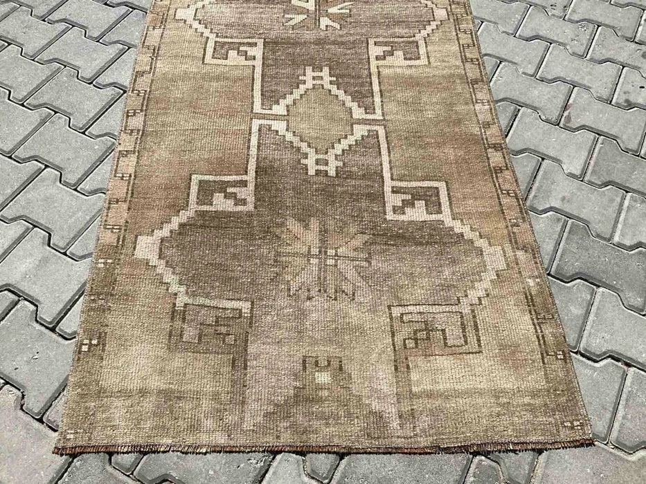 Hand Knotted Vintage Oushak Runner Rug 224cm x 94cm