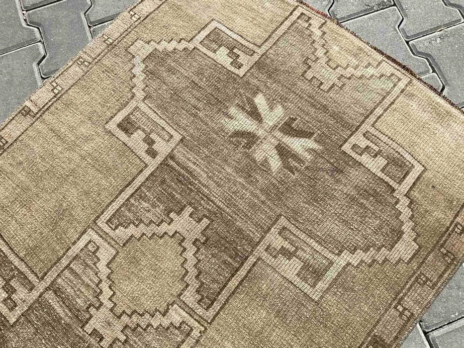 Hand Knotted Vintage Oushak Runner Rug 224cm x 94cm
