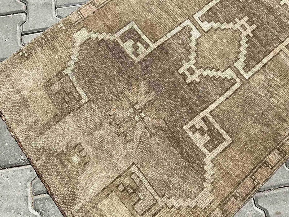 Hand Knotted Vintage Oushak Runner Rug 224cm x 94cm