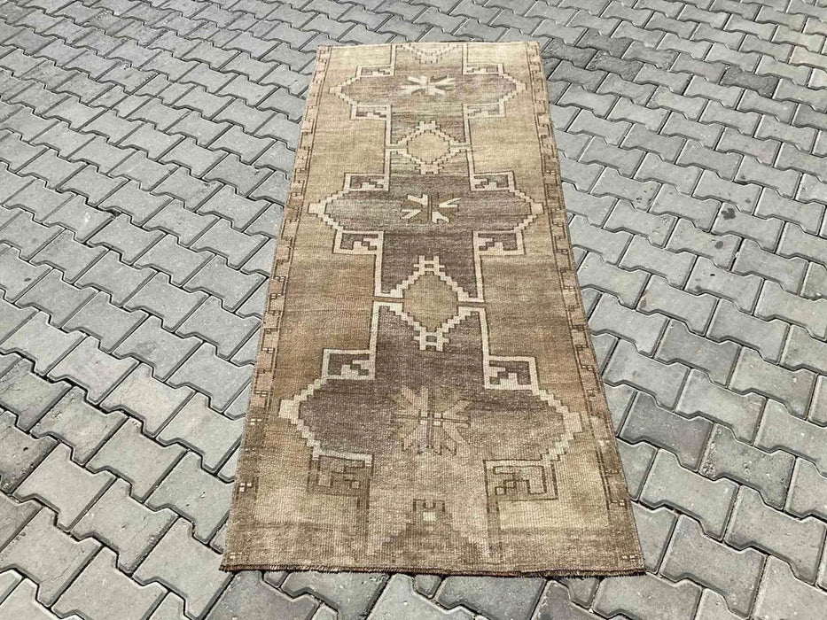 Hand Knotted Vintage Oushak Runner Rug 224cm x 94cm