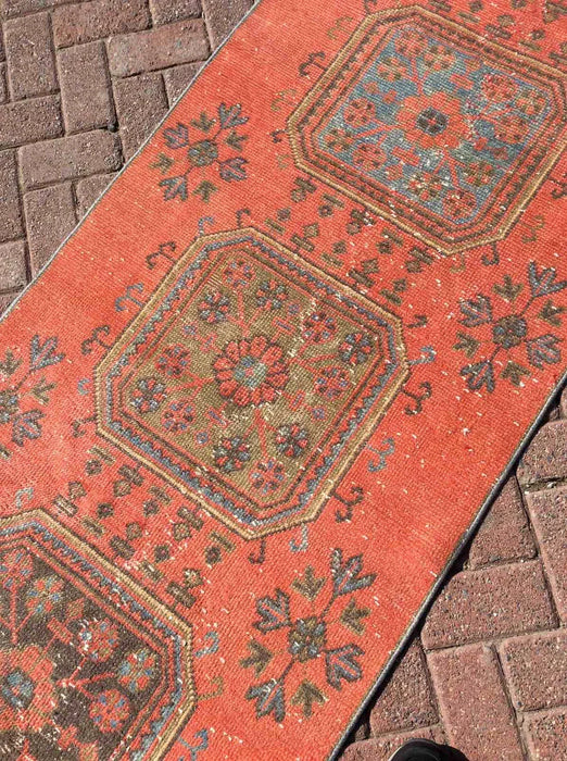 Hand Knotted Vintage Runner Rug 347cm x 86cm