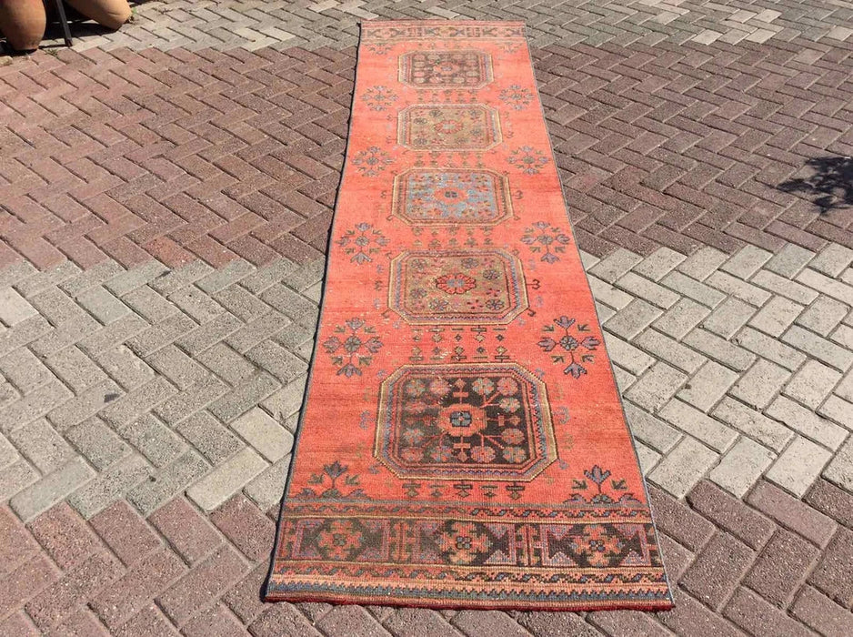 Hand Knotted Vintage Runner Rug 347cm x 86cm