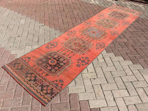Hand Knotted Vintage Runner Rug 347cm x 86cm