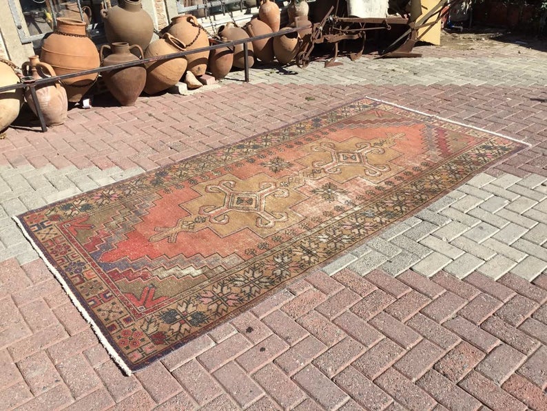 Hand Knotted Vintage Turkish Area Rug 290cm x 145cm