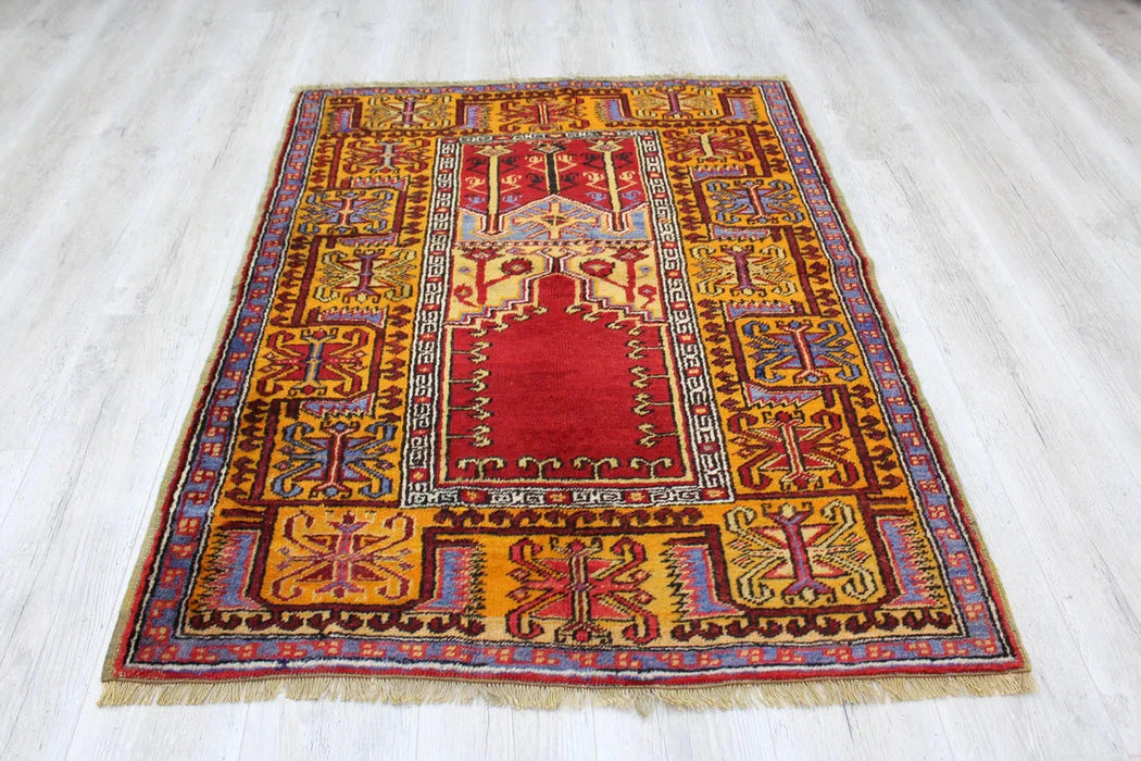 Hand-Knotted Vintage Turkish Rug 105x143 cm #496