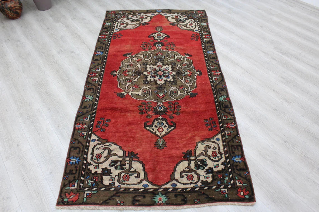 Hand-Knotted Vintage Turkish Rug 119cm x 243cm