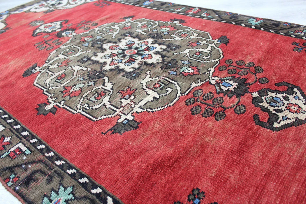 Hand-Knotted Vintage Turkish Rug 119cm x 243cm